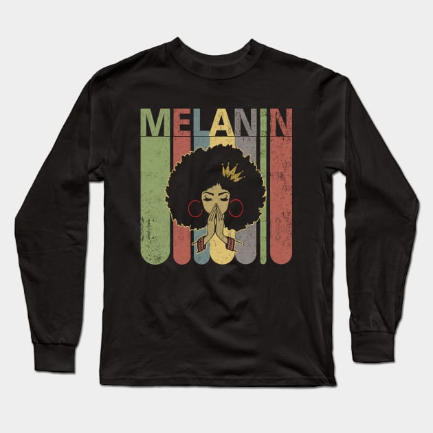 Melanin Graphic T-Shirt Afro Woman Long Sleeve T-Shirt by Otis Patrick
